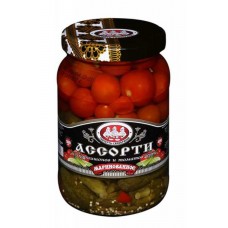 Ассорти Скатерть-самобранка томаты и корнишоны маринованное, 720 мл