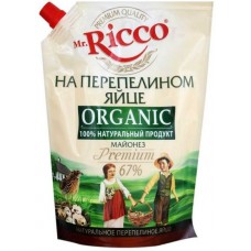 Mr.Ricco Майонез Organic на перепелином яйце, 67%, 800 мл