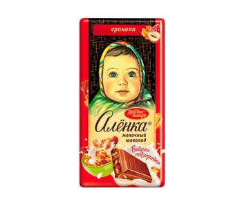 Шоколад Аленка Бодрая подзарядка с гранолой, Красный Октябрь, 90 гр.