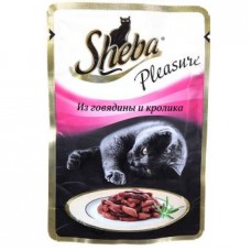 Корм для кошек Sheba Pleasure с кроликом, с говядиной 85 г