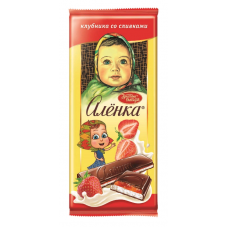 Шоколад Алёнка с начинкой клубника со сливками, Красный Октябрь, 87 гр.