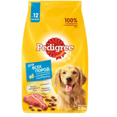 Корм сухой "Pedigree" для взрослых собак всех пород, с говядиной, 2,2 кг