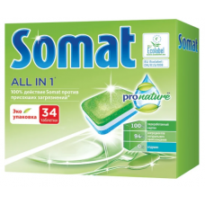 Таблетки для посудомоечной машины Somat All in 1 ProNature, 34 шт.