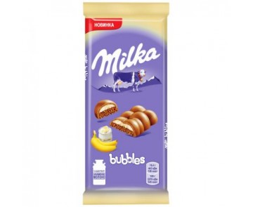 Шоколад Milka молочный Bubbles пористый с бананово-йогуртовой начинкой 92 г