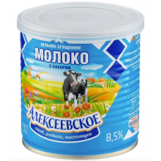 Молоко Цельное Сгущеное Алексеевское 8,5% 360гр Ж/б